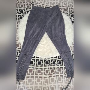 Microsuede Tie Up Lace Stretch Pant